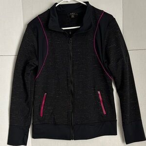 ALALA Women’s Black Textured Front Runner Zip Jacket, Size L.  NWOT